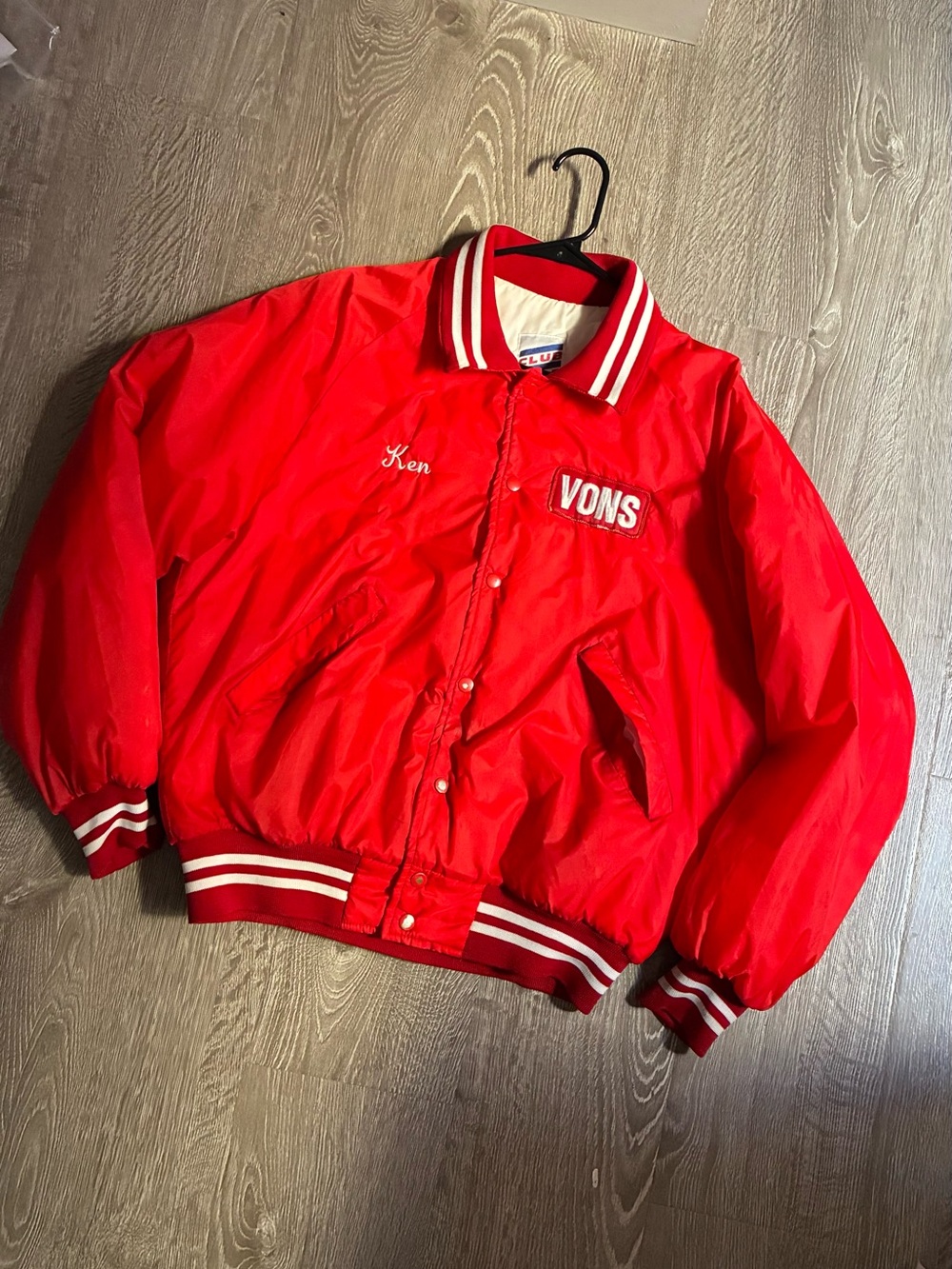 Vintage Vons Employee Red Nylon Bomber Jacket Club 21 Workwear
